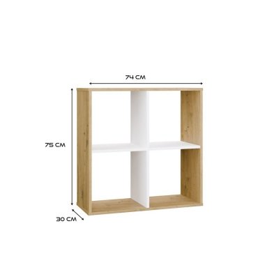 Regał Malax 2x2 DĄB ARTISAN BIEL