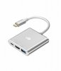 TB Adapter HUB USB C 3w1 - HDMI, USB, PD srebrny