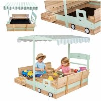 Piaskownica drewniana LULILO Vendo obracany daszek 360° zamykana ławki 120cm 