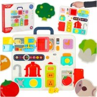 Tablica manipulacyjna sensoryczna montessori kuchnia zegar światło dźwięk 