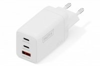 Ładowarka sieciowa/zasilacz USB GaN 67W, 2x USB-C, 1x USB-A, biała 