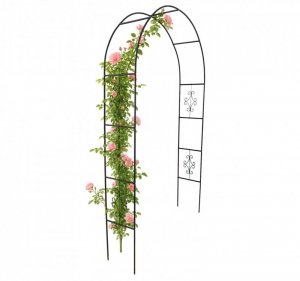 Pergola ogrodowa metalowa łuk uchwyt na róże kwiaty pnącza 240cm zielony