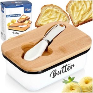 MASELNICZKA MASELNICA METALOWA Z NOŻYKIEM BIAŁA 139515