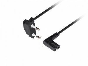 Kabel zasilający EURO ( radiowy) CEE 7/16 - IEC 320 C7 3m kątowy VDE czarny