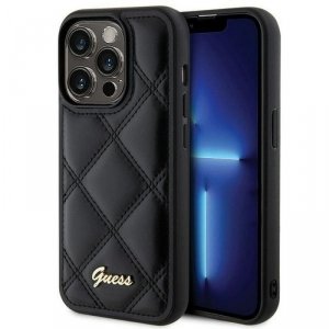 GUESS futerał do IPHONE 15 Pro Max GUHCP15XPSQSQSK (Quilted Metal Logo) czarny