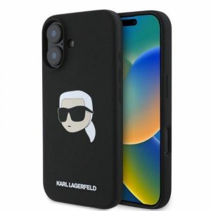 KARL LAGERFELD futerał do IPHONE 16 kompatybilny z MagSafe KLHMP16SSKHPPLK (Sil KL Head Print) czarny