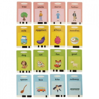 Zabawka edukacyjna czytnik do fiszek kart edukacyjnych do nauki słówek z języka angielskiego 112 kart niebieski