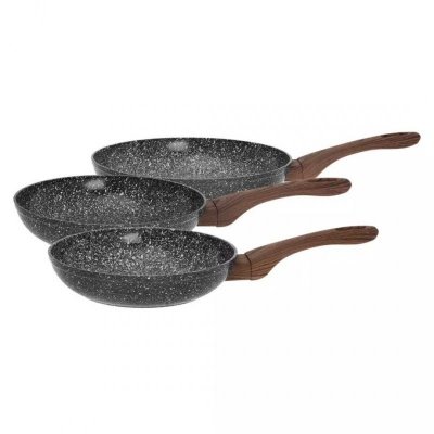 3 PATELNIE GRANITOWE GRANIT WOOD KINGHOFF KH-1030
