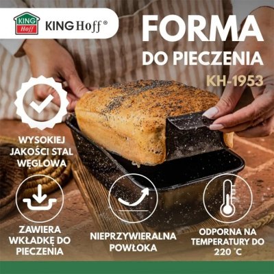 FORMA KEKSÓWKA DO CHLEBA 24x13,5cm Z WKŁADKĄ KINGHOFF KH-1953
