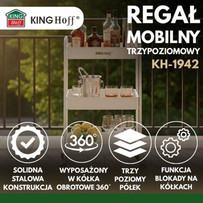 REGAŁ BAREK MOBILNY WIELOFUNKCYJNY KINGHOFF KH-1942