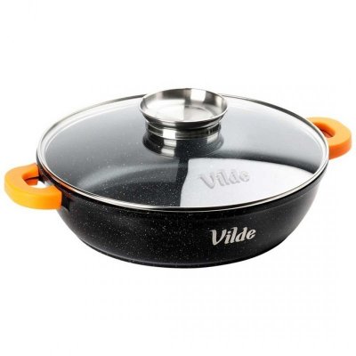 GARNEK GRANITOWY PŁASKI PATELNIA 2,1L 24cm Z POKRYWĄ Z AROMATYZEREM TERRUNA 199107