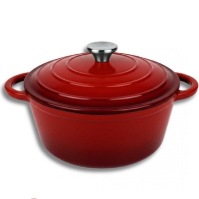 EMALIOWANY GARNEK ŻELIWNY 22cm 3L HAGE CZERWONY