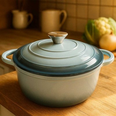 EMALIOWANY GARNEK ŻELIWNY 26cm 5L HAGE SEA SALT