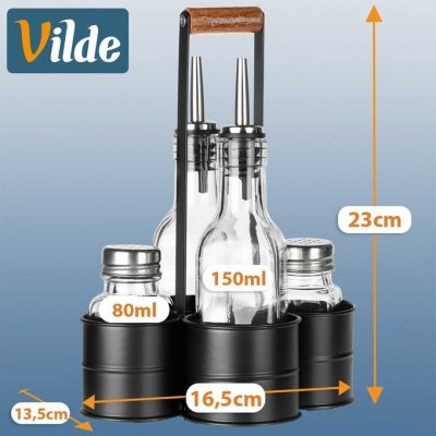 BUTELKI SZKLANE DO OLIWY OCTU 2x 250ml PRZYPRAWNIKI W STOJAKU 229276