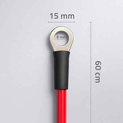 Przewód akumulatorowy z końcówkami konektorowymi M8 | Kabel z     oczkiem 8mm | 60cm | Czerwony