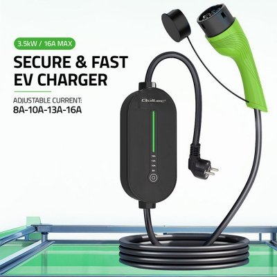 Mobilna ładowarka do samochodu elektrycznego EV z regulacją 2w1  Typ2 | 3.5kW | 230V | LCD | LED | 5m