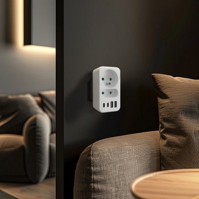 Rozdzielacz na 2 gniazda MCE249 F/W  2x USB-A 2x USB-C