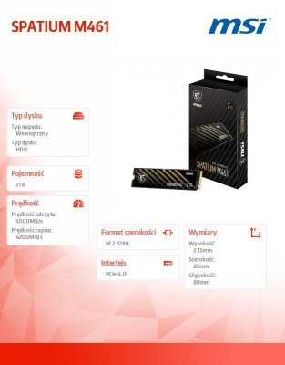 Dysk SSD SPATIUM M461 2TB M.2 PCIe 4.0 5000/4200MB/s