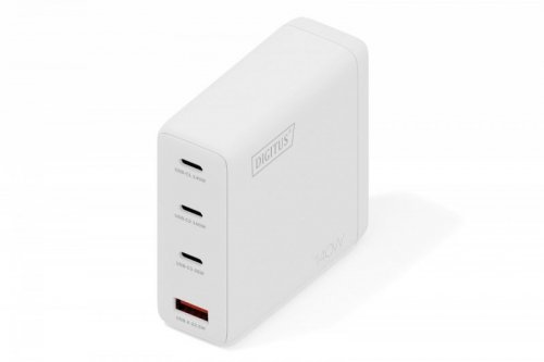 Ładowarka sieciowa/zasilacz USB GaN 140W, 3x USB-C, 1x USB-A, Biała