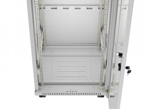 Szafa instalacyjna rack stojąca 19" 42U 600x600 szara drzwi     przeszklone  LCD (Flat pack)