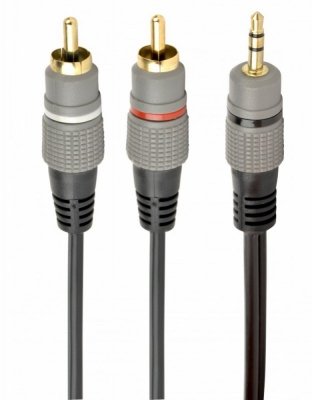 Kabel stereo minijack 3.5mm na 2*RCA 2.5m pozłacane złącza