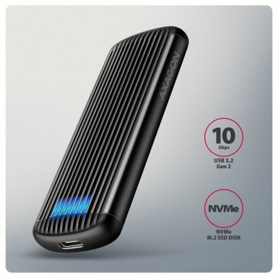 EEM2-SC Obudowa zewnętrzna aluminiowa bezśrubowa USB-C 3.2 Gen 2 10Gbps - M.2 NVMe SSD, długość 30 do 80 mm szary