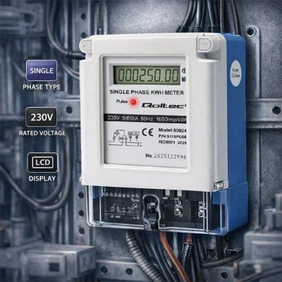 Jednofazowy miernik zużycia energii | 230V | 5(60)A | LCD