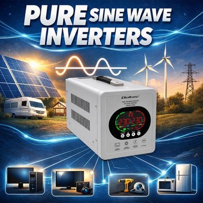 Zasilacz awaryjny UPS Pure Sine Wave | 1000VA/720W | Przetwornica12/230V z AVR | LCD | LiFePO4 AGM GEL