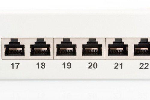 Digitus Patch panel 19&quot; 24 porty, kat.6, S/FTP, 1U, wspornik kablowy, szary (kompletny)