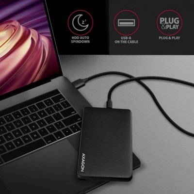 AXAGON EE25-SLC Obudowa zewnętrzna plastikowa, bezśrubowa, USB-C 3.2 GEN 1 SATA 6G 2.5&quot;, czarna