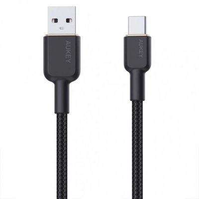 AUKEY CB-NAC2 kabel USB-C - USB-A 1.8m 60W PD 3A 20V nylonowy oplot czarny