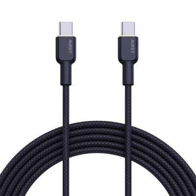 AUKEY CB-NCC1 kabel USB-C - USB-C 1m 60W PD 3A 20V nylonowy oplot czarny