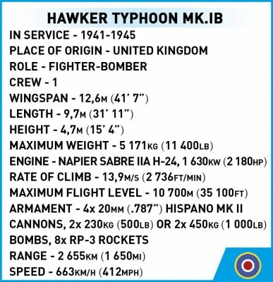 Cobi Klocki Klocki Hawker Typhoon Mk.1B