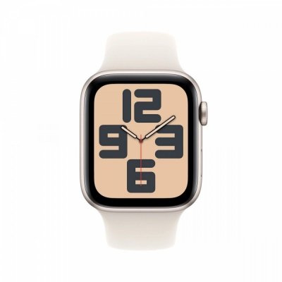 Apple Watch SE GPS, koperta 40 mm z aluminium w kolorze księżycowej poświaty z paskiem sportowym w kolorze księżycowej poświaty 