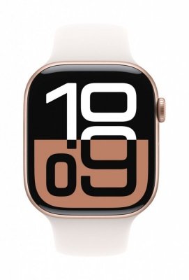 Apple Watch Series 10 GPS, koperta 46 mm z aluminium w kolorze różowego złota z paskiem sportowym w kolorze łagodnego różu - roz