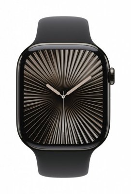 Apple Watch Series 10 GPS + Cellular, koperta 46 mm z tytanu w kolorze łupkowym z paskiem sportowym w kolorze czarnym - rozmiar 