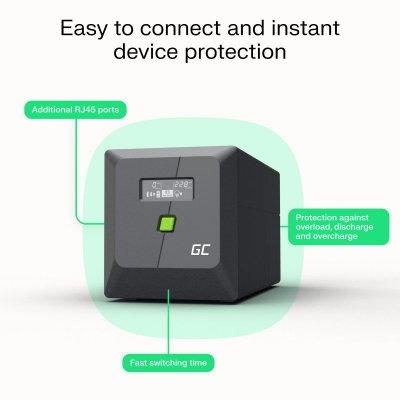 Green Cell Zasilacz awaryjny UPS 700W/1000VA czysta sinusoida