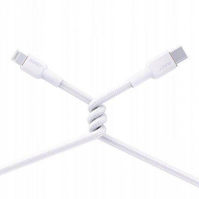 AUKEY CB-NAC1 kabel USB-C - USB-A 1m 60W PD 3A 20V nylonowy oplot biały