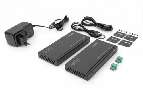 Digitus Przedłużacz / Extender HDMI HDBaseT 150m kat.5e/6/74K 60Hz PoC (Power over Cable) IR audio (zestaw)
