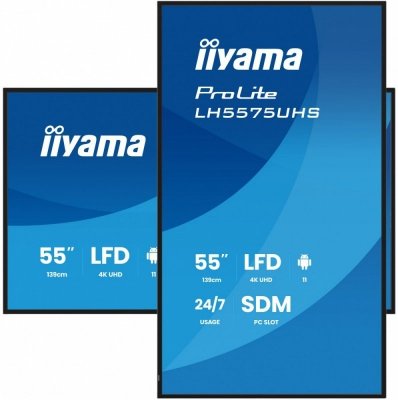 IIYAMA Monitor 55 cali LH5575UHS-B2AG,24/7,IPS,ANDROID.11,4K,  WiFi,         iiSignage2, FailOver, EShare, 24/7, full daisy chai