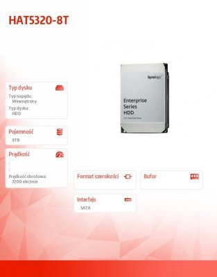 Synology Dysk HDD 8TB SATA 7.2k 3.5 HAT5320-8T 5Y