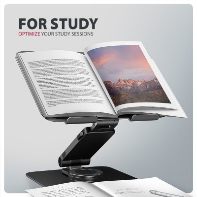 STND-LRB Podstawa do laptopów aluminiowa 10-17,3 cala regulowana wysokość, obrotowa o 360 stopni, Czarna