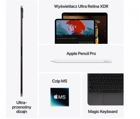 Apple iPad Pro 11-calowy Wi-Fi + Cellular 512 GB ze standardowym szkłem - Srebrny