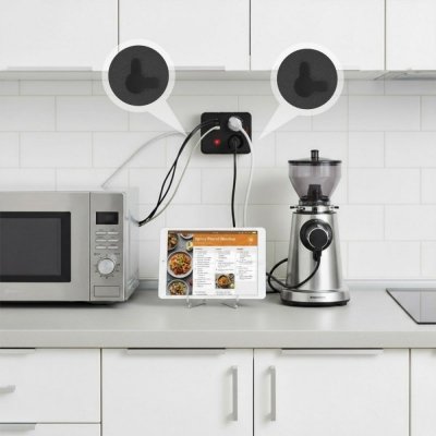 Maclean Listwa zasilająca MCE388 B 2 gniazda, 3xUSB, 110-120V AC 50/60Hz, 2.1A max 2500W, 3m czarna