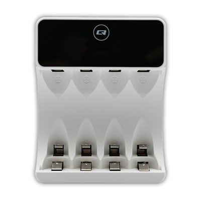 Ładowarka do akumulatorków Ni-MH typu R03 AAA R6 AA | LCD | kabelUSB-C | Biała