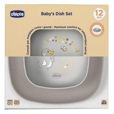 Zestaw 2 talerzy szary 12m+