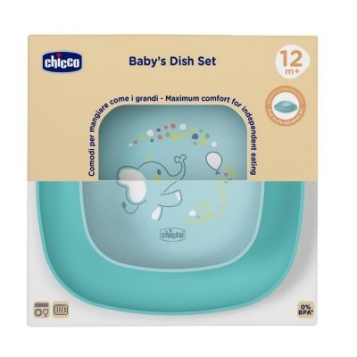 Zestaw 2 talerzy turkusowy 12m+