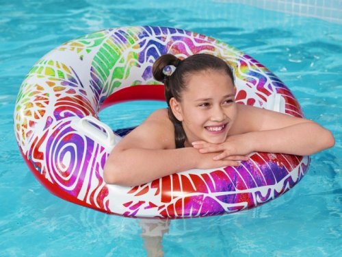 Bestway Dmuchane koło do pływania z uchwytami CZERWONE 91cm 36084