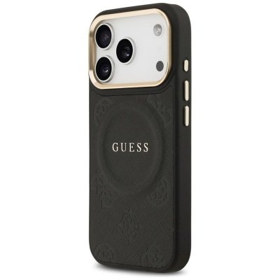 GUESS futerał do IPHONE 17 Pro kompatybilny z MagSafe GUHMP17LPSAMSECK (PU W/ Peony Hot Stamp) czarny