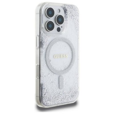 GUESS futerał do IPHONE 16 Pro kompatybilny z MagSafe GUHMP16LRGRGES (Resin Gradient Glitter) silver